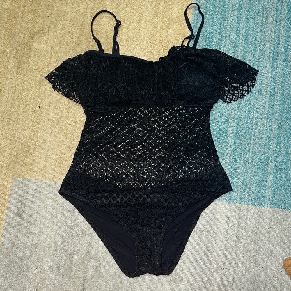 La Vie En Rose black mesh one piece swimsuit